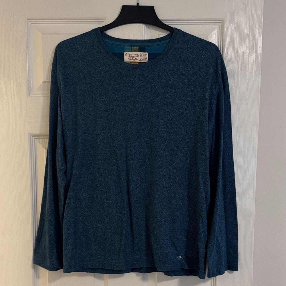 Men’s Original Penguin Long-Sleeve Teal T-Shirt